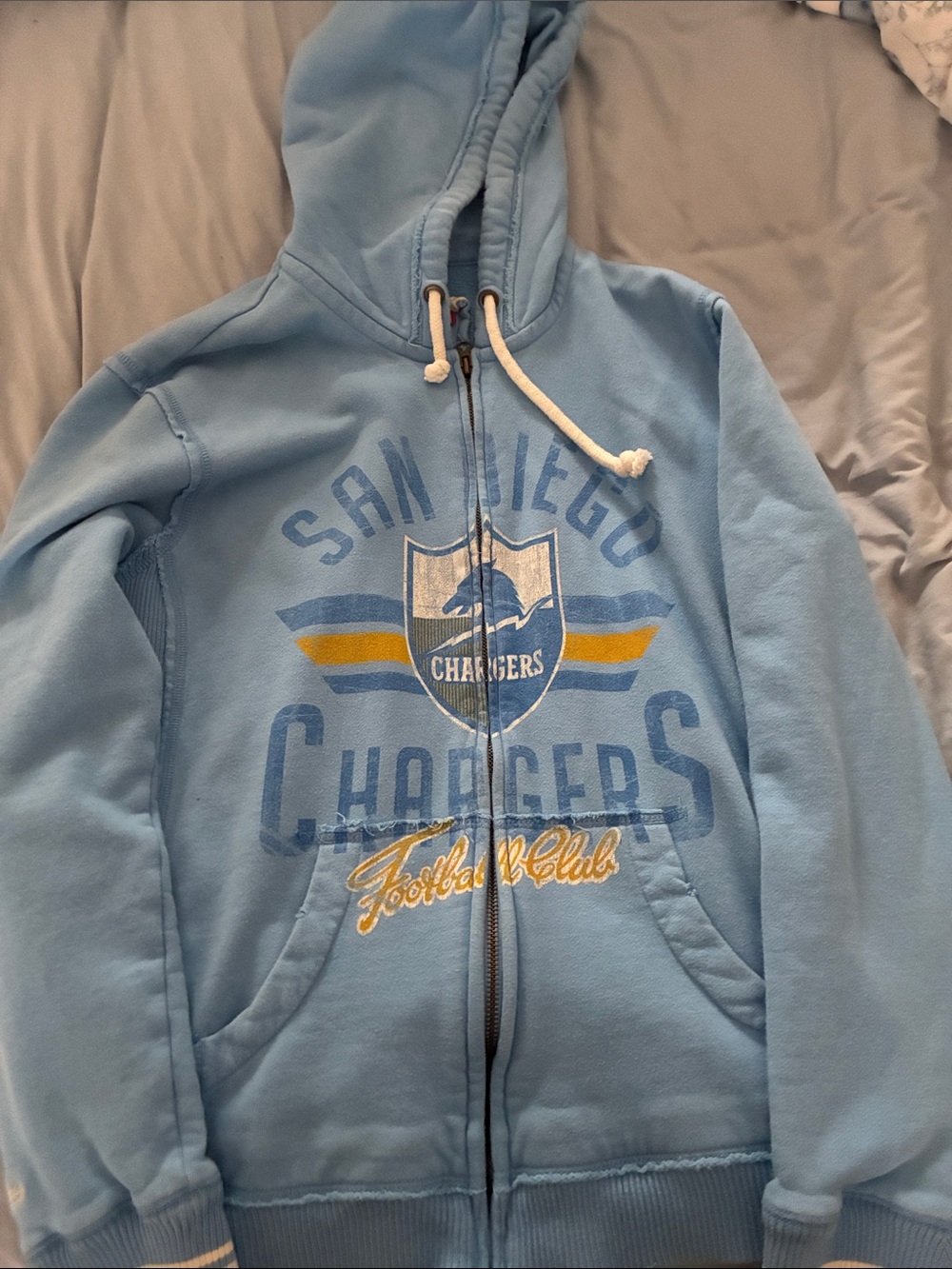 Mitchell & Ness Light Blue Chargers Zip-Up Hoodie
